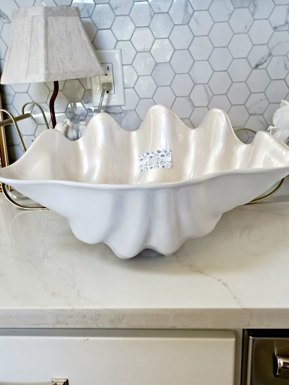 NEW! BEACH COTTAGE COASTAL MASSIVE OYSTER CLAM BOWL